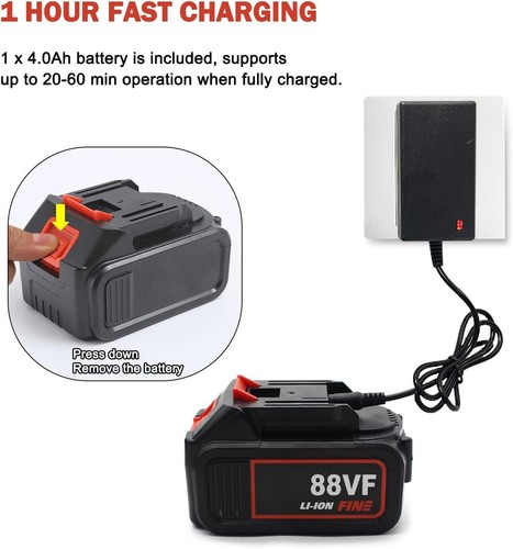 Electric Cordless Leaf Blower 21V – 4.0Ah Battery, 215 CFM, 6-Speed, Red, 2 Tube - Picture 2 of 6