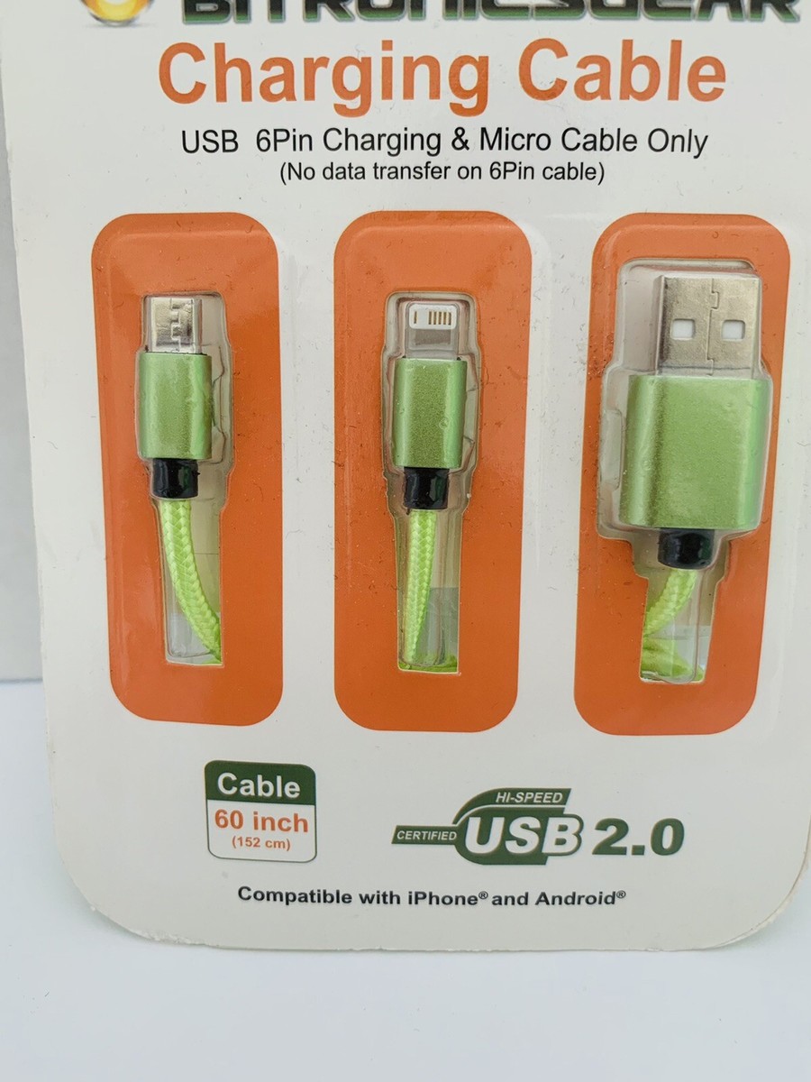 Bitronicsgear Green Charging Cable *60 inch* (For iPhone and