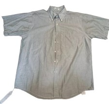 L.L. Bean Men  s Short Sleeve Dress Shirt Sz 16 Green/Gray 100 Cotton