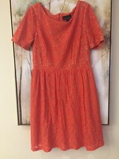 Cynthia rowley  Orange Lace  Dress Shortsleeve  Womans Size 8