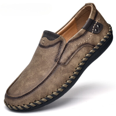 Men Handmade Casual Shoes Flat Loafers Slip on Driving Shoes Waterproof Sneakers