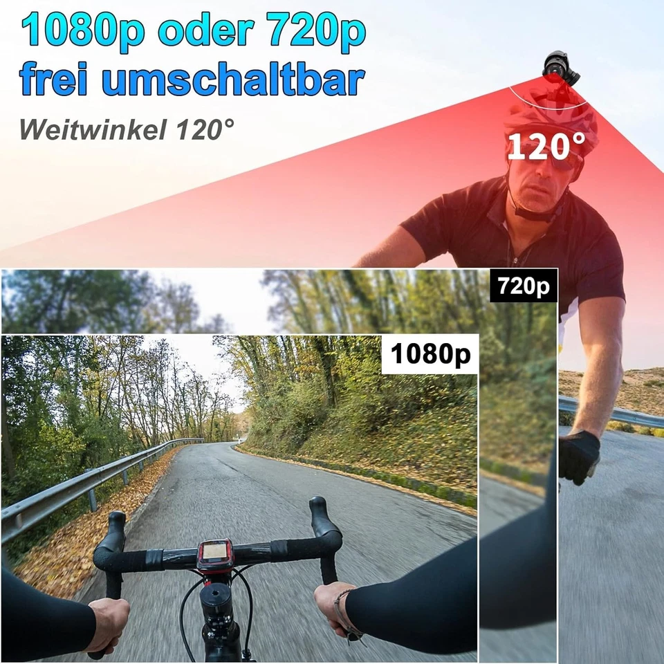 Mini Sportkamera 120°Weitwinkel Fahrrad Helmkamera HD 1080P Wasserdicht NEU - Bild 4 von 4