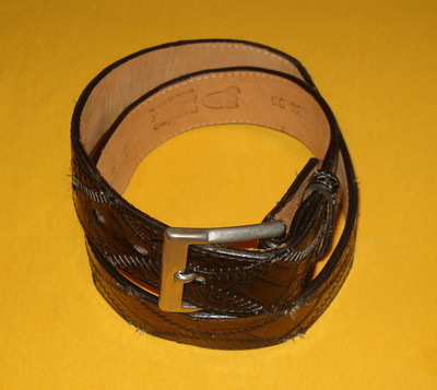 Black genuine alligator belt made in USA size 28 Black American Alligator Full Grain Leather Belt  main image 3