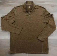 Swiss Tech Mens XL Brown Fleece Lined 1/4 Zip Mock Collar Pullover Sweater
