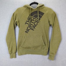 North Face Pullover Hoodie Womens Size XS Green Spellout LOGO Cotton Blend