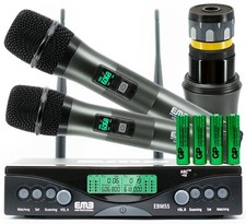 EMB EBM55 Dual UHF Wireless Handheld Microphone System w/ Rechargeable Receiver
