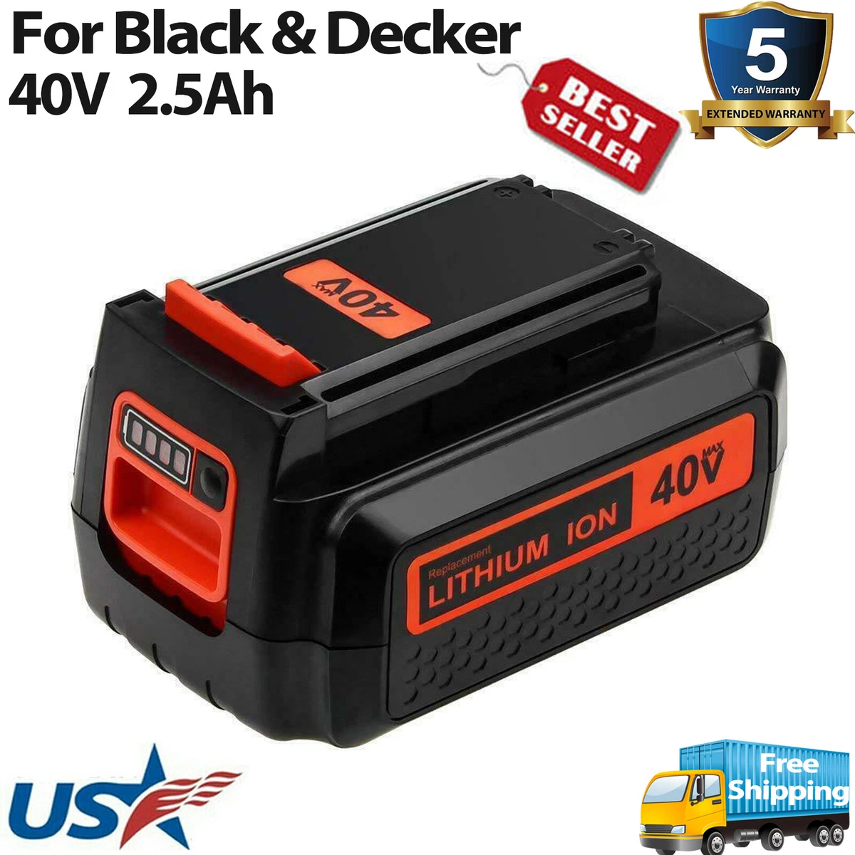 40V 3.0Ah Replacement Battery for Black and Decker 40V Battery