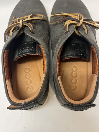 ECCO Shoes Mens 40 US 9/9.5 Casual Leather Charcoal Gray Lightweight - Picture 7 of 9