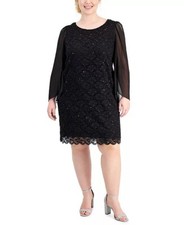 Connected Plus Size Sequined Lace Sheath Dress Sz 22W 109