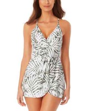 Anne Cole L80913 White Signature Womens Palm Breeze Swim Dress Size 10