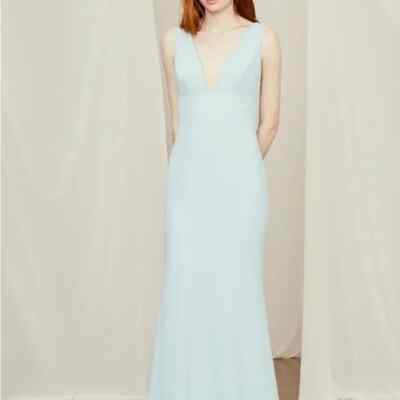 amsale ice bridesmaid dress Modest Champagne Long Bridesmaid Dresses with Slit Viniodress VB1003 main image 1