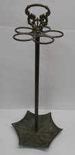 Vintage Brass UMBRELLA STAND Dragon Handle 27" Tall PARASOL FOOTED CM1436