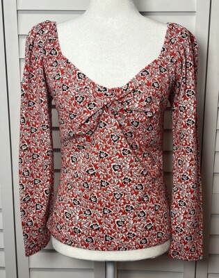 Boden Sweetheart Jersey Floral Long Sleeve Top Size 10 NWT