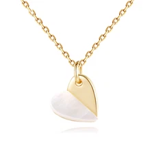 14k Gold Plated Sterling Silver Dainty Small 9x9mm Shell Heart Pendant Necklace