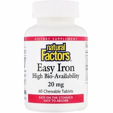 Natural Factors Easy Iron 20mg 60 Chewable tablets