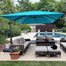 Square Cantilever Umbrella Patio Umbrella with Base Outdoor Umbrella Aluminum