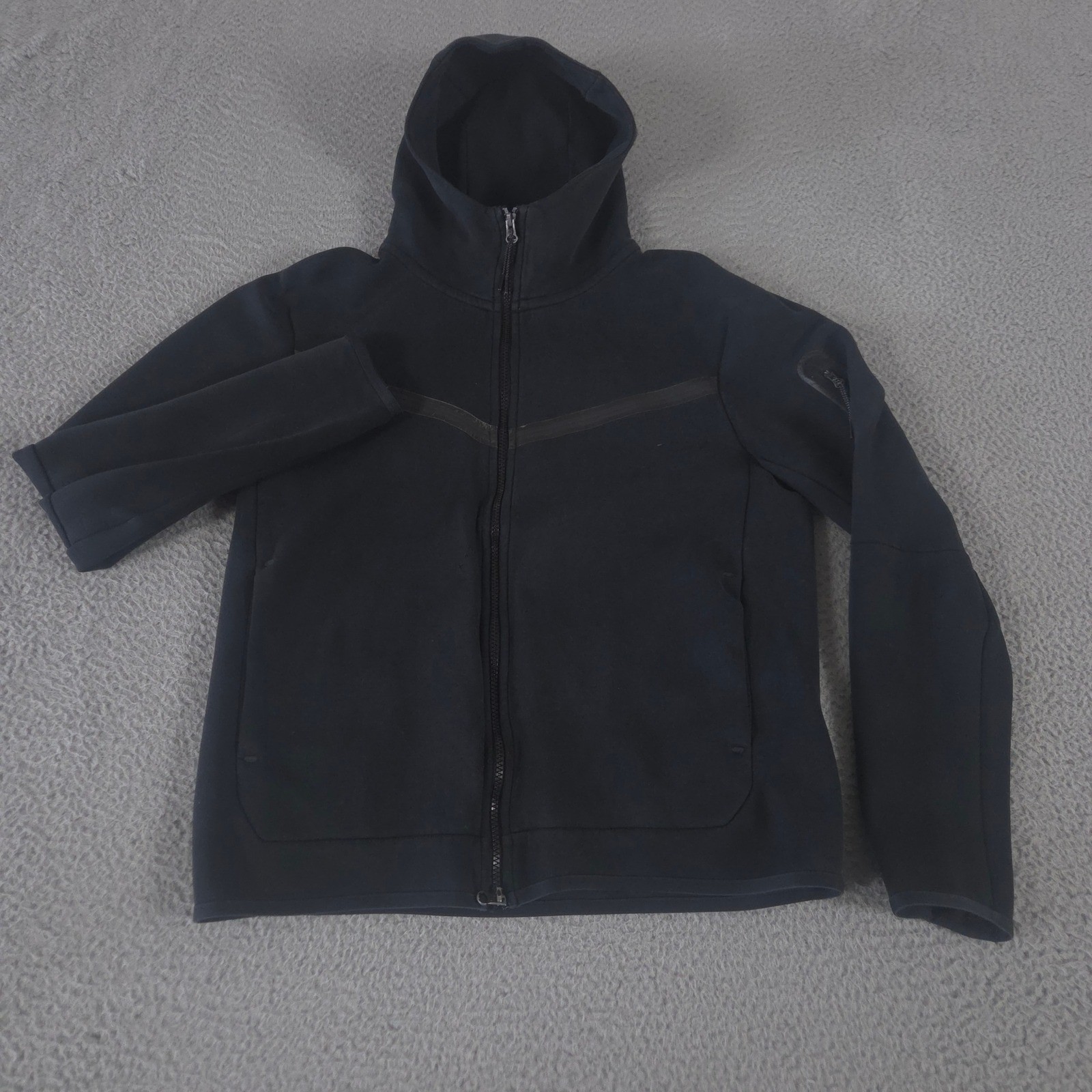 Nike Hoodie Mens M Black Tech Fleece Full Zip Chevron Windrunner Running Workout