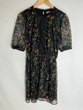 Oasis Skater Dress Floral Chiffon | Ladies | Black/Multi | Medium | New