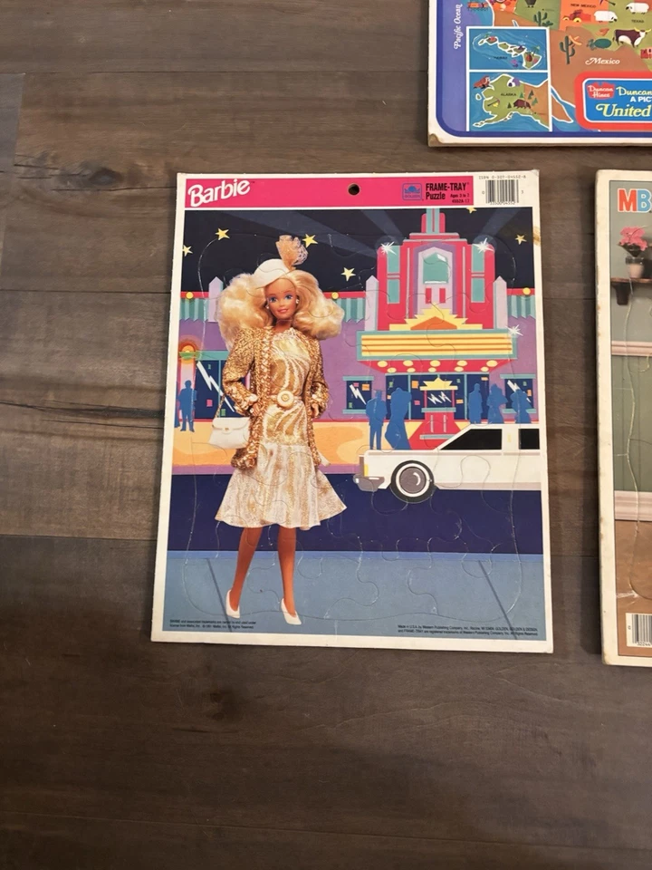 Lote de 7 Rompecabezas Bandeja Marco Cartón Barbie, Disney De Colección Foto 2 de 4