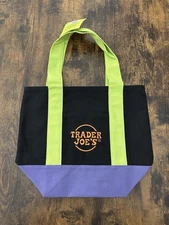 Trader Joe’s Halloween Mini Canvas Reusable Bag: Black Purple Green Multicolor
