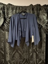 Alex Evenings Women's Black Chiffon Sheer Open Front Bolero Jacket Top Size L