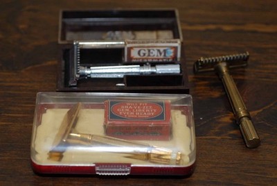 Three GEM Micromatic Razors, Two Blades, Two Cases