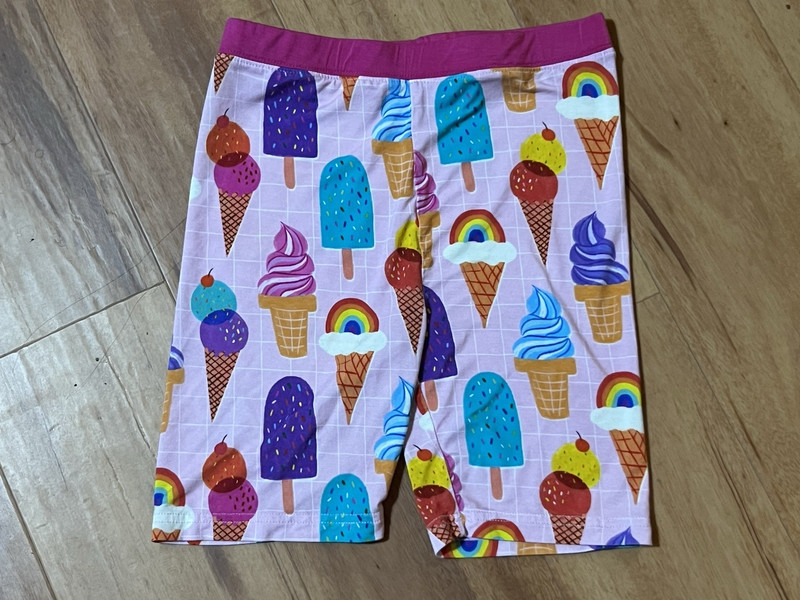 Little Sleepies Pink Ice Cream Social Shorts Girls Size 9/10, Soft Bamboo Bright