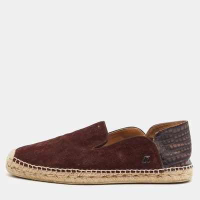 Espadrilles plates Christian Louboutin Espadon taille 40 en daim marron - Photo 1/4