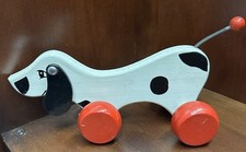 VILAC WOODEN DOG PULL TOY, MADE IN FRANCE Vintage, Bells Rings When Pulled