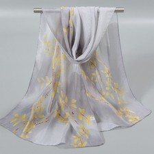 Gradient Branch Scarf for Women Polyester Lightweight Beach Wrap Sun Protection