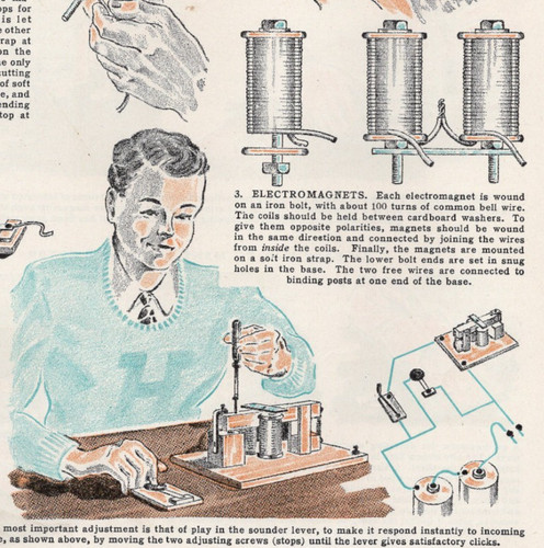 Three Ways To Make Electricity Telegraph Set Science 1948 Vintage Print