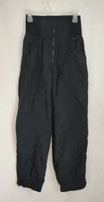 Vtg Tyrolia Skiwear Ski Snow Pants Womens Size 10 Black Nylon High Waisted Retro
