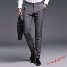 Men's Slim Fit Suit Pants Business Casual Straight Leg Long Trousers Spring Fall