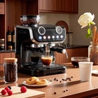 HOMCOM Espresso Machine with Built-in Grinder Milk Frother Steam Wand Black