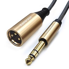10 Feet XLR Male To 1/4 Inch 6.35mm TRS Balanced Audio Speaker Mic Cable