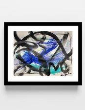 GUAJARDO Original Abstract Expressionism Orca Killer Whale 12X9 Paper Signed Art