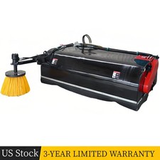 LANDY Attachments 72" Skid Steer Pick up Box Broom Sweeper with Edge Brush