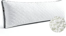 Shredded Memory Foam Full Body Pillow, Long Hugging Bed Pillows for Adults, Brea