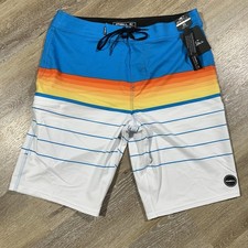 NEW O'Neill Hyperfreak Board Shorts Swim Surf Heist Striped Hyperdry Men's 32