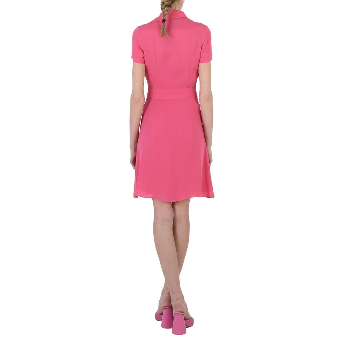 Abito camicia donna Moschino in seta fucsia con cintura