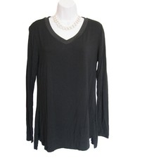H by Halston Essentials Tunic Shirt Size XXS V Neck Long Black Basic Top
