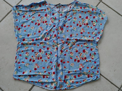 Hübsches Shirt, hellblau Blumenmuster, De Facto Woman, Gr. XL