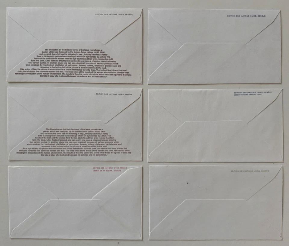 1972-73 First Day of Issue Official Geneva Cachet United Nations Stamp Lot of 6 - Image 4 of 4