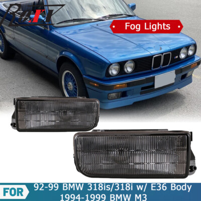 Fog Lights for 92-99 BMW E36 M3 3 Series Replace Factory Lamp Smoke Glass Lens