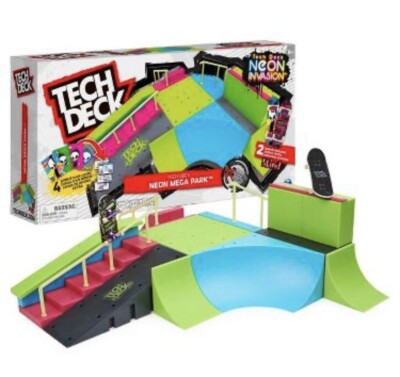 New TECH DECK Neon Mega Park Glow in Dark Set Fingerboards Bonus Trick  Cards