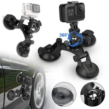 Car Mount Holder for GoPro Sony DJI OSMO Action Camera Triple Suction Cup Stand