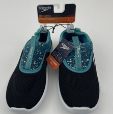 NWT Speedo JUNIORS Girls Black / Teal Aqua Skimmer Water Shoe Size Sm 13 - 1 
