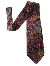 Floral Sage Green Purple Pink Tropical Hues 100 Silk Men's Classic Suit Necktie