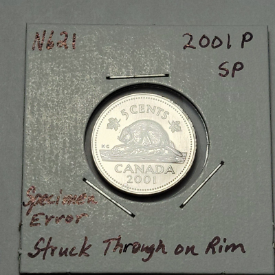 ERROR 2001 P CANADA 5 Cent Struck Thru on Rim Nickel SP N621 | eBay