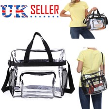 Clear PVC Tote Bag Women Large Transparent Handbag Zip Purse Stadium Security UK